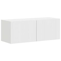 Lot de 2 meubles TV muraux modernes design minimaliste 60 x 31 x 29.5 cm en bois d'ing&eacute;nierie blanc