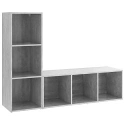 Lot de 2 meubles TV pratiques design moderne 107 x 35 x 37 cm en bois d'ing&eacute;nierie gris b&eacute;ton 02_00
