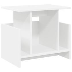 Meuble TV rectangulaire moderne avec rangement optimis&eacute; 50 x 35 x 45 cm en bois d'ing&eacute;nierie blanc