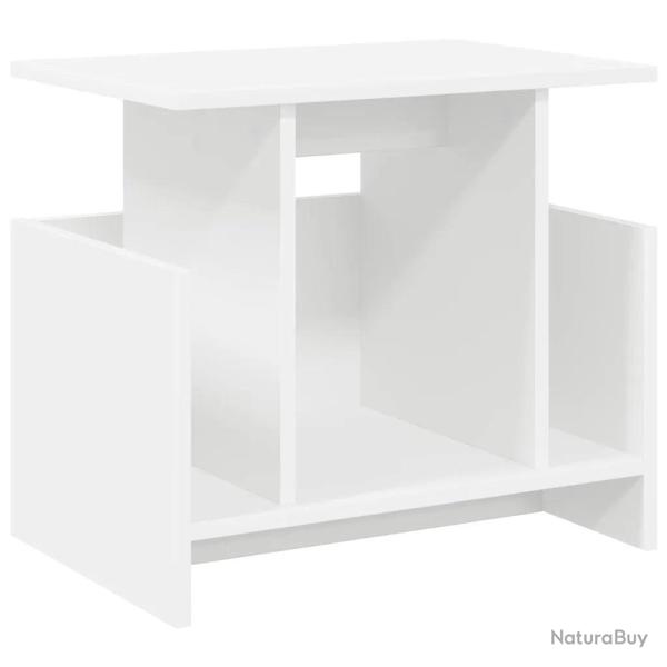 Meuble TV rectangulaire moderne avec rangement optimis� 50 x 35 x 45 cm en bois d'ing�nierie blanc