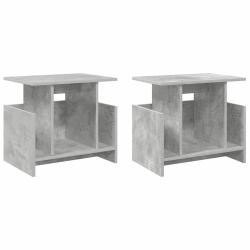 Lot de 2 meubles TV rectangulaires modernes avec rangement 50 x 35 x 45 cm en bois d'ing&eacute;nierie gri