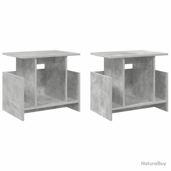 Lot de 2 meubles TV rectangulaires modernes avec rangement 50 x 35 x 45 cm en bois d'ing�nierie gri