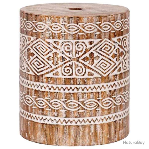 Base de parasol carr�e style balinais d�coratif jardin 34 x 34 x 40 cm en bois massif blanc lav� 02