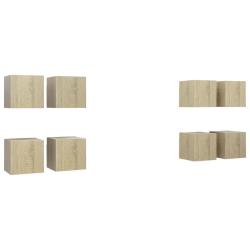 Lot de 8 meubles TV muraux tendance pratique 30,5 x 30 x 30 cm en bois d'ing&eacute;nierie ch&ecirc;ne sonoma 02