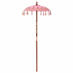 Parasol balinais rond 95 x 95 x 260 cm en coton rose style tropical ambiance zen 02_0058828