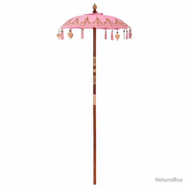 Parasol balinais rond 95 x 95 x 260 cm en coton rose style tropical ambiance zen 02_0058828