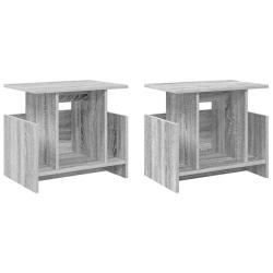 Lot de 2 meubles TV rectangulaires modernes 50 x 35 x 45 cm rangement &eacute;l&eacute;gant en bois d'ing&eacute;nierie