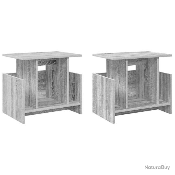 Lot de 2 meubles TV rectangulaires modernes 50 x 35 x 45 cm rangement �l�gant en bois d'ing�nierie