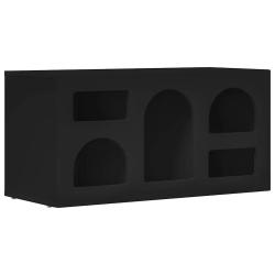Meuble TV moderne avec rangement ouvert et &eacute;tag&egrave;res 80 x 35 x 40 cm en bois d'ing&eacute;nierie noir 02_00