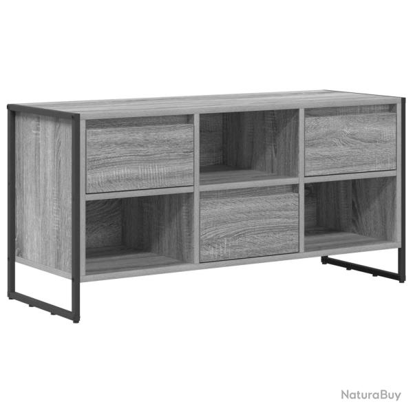 Meuble TV industriel moderne avec tiroir 100 x 36 x 49 cm en bois d'ing�nierie gris sonoma 02_00545