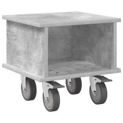 Meuble TV rectangulaire moderne rangement c&acirc;bles 37 x 35 x 35 cm en bois d'ing&eacute;nierie gris b&eacute;ton 02