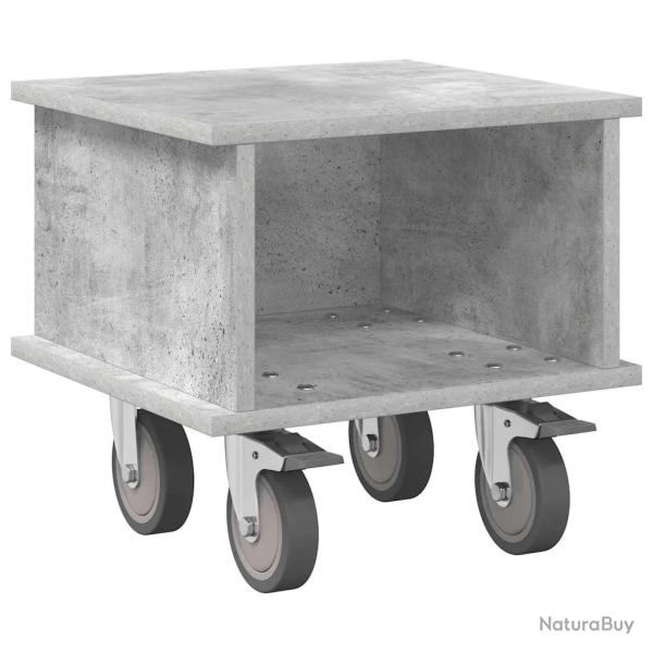 Meuble TV rectangulaire moderne rangement c�bles 37 x 35 x 35 cm en bois d'ing�nierie gris b�ton 02