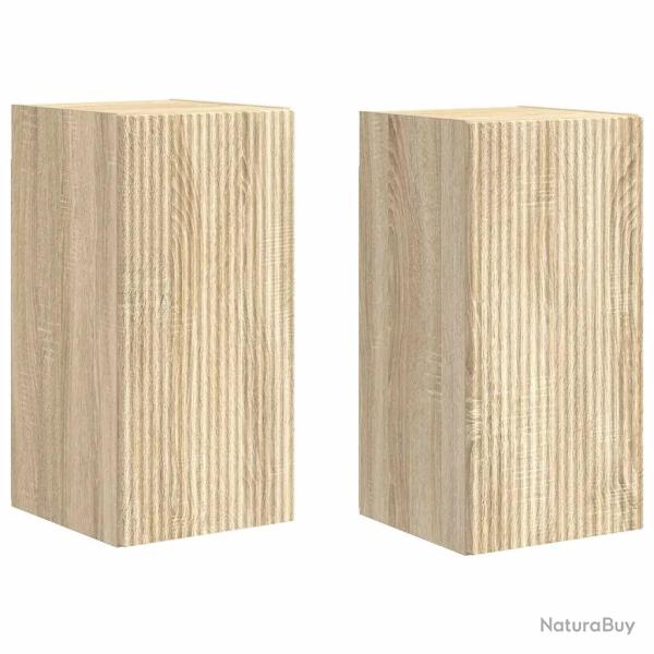 Meuble TV mural moderne 30 x 31 x 60 cm rangements pratiques design �pur� en bois d'ing�nierie sono