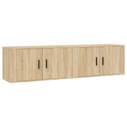 Lot de 2 meubles TV muraux design classique avec grand espace de rangement 80 x 34,5 x 40 cm en boi