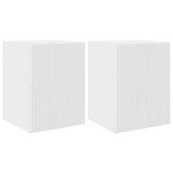 Meuble TV mural moderne 30 x 31 x 40 cm gain de place esth&eacute;tique en bois d'ing&eacute;nierie blanc brillan