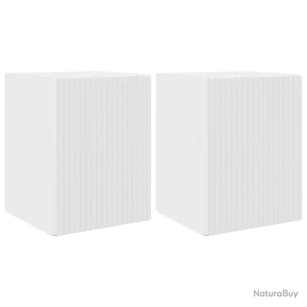 Meuble TV mural moderne 30 x 31 x 40 cm gain de place esth�tique en bois d'ing�nierie blanc brillan