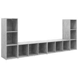 Lot de 4 meubles TV modernes avec rangement horizontal 107 x 35 x 37 cm en bois d'ing&eacute;nierie gris b