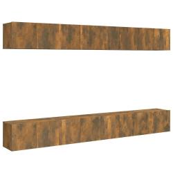 Lot de 8 meubles TV muraux modernes avec grand espace de rangement 60 x 30 x 30 cm en bois d'ing&eacute;ni