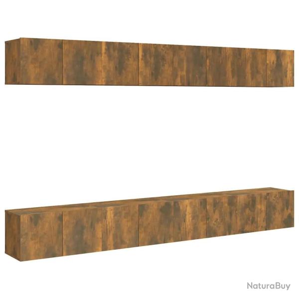 Lot de 8 meubles TV muraux modernes avec grand espace de rangement 60 x 30 x 30 cm en bois d'ing�ni