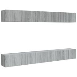Lot de 8 meubles TV muraux pratiques et tendance 60 x 30 x 30 cm en bois d'ing&eacute;nierie gris 02_00552