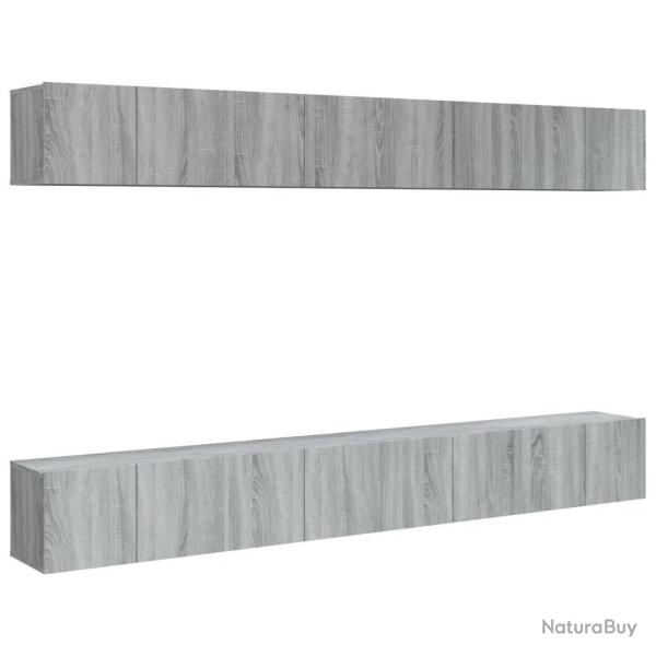 Lot de 8 meubles TV muraux pratiques et tendance 60 x 30 x 30 cm en bois d'ing�nierie gris 02_00552