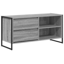 Meuble TV rectangulaire gris sonoma 100 x 36 x 49,5 cm avec tiroir design moderne ambiance urbaine