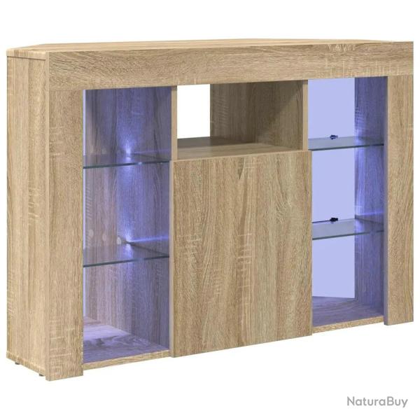 Meuble TV LED d'angle moderne montage mural 100 x 40 x 68 cm avec rangement efficace en bois d'ing�