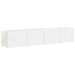 Lot de 2 meubles TV muraux modernes rangement pratique 78,5 x 31 x 29,5 cm en bois d'ing&eacute;nierie bla