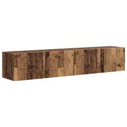 Lot de 2 meubles TV muraux modernes avec &eacute;tag&egrave;res et portes pivotantes 78,5 x 31 x 29,5 cm en bois