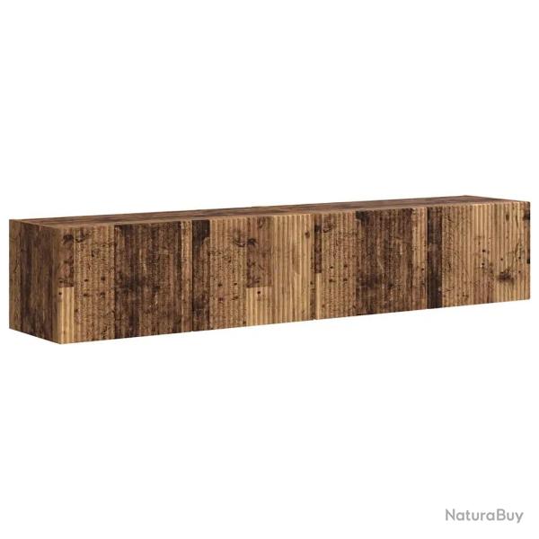 Lot de 2 meubles TV muraux modernes avec �tag�res et portes pivotantes 78,5 x 31 x 29,5 cm en bois