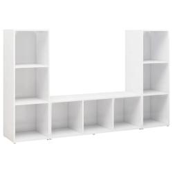 Lot de 3 meubles TV classiques modulables vogue rangement 107 x 35 x 37 cm en bois d'ing&eacute;nierie bla