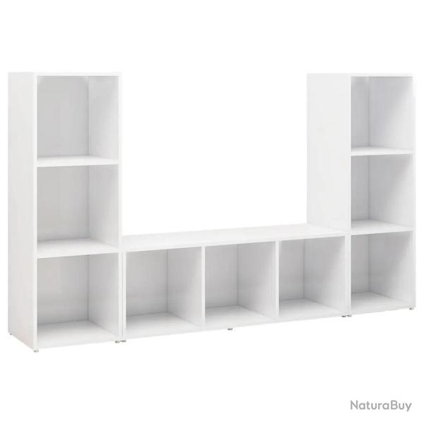 Lot de 3 meubles TV classiques modulables vogue rangement 107 x 35 x 37 cm en bois d'ing�nierie bla