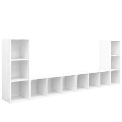 Lot de 4 meubles TV classiques tendance 107 x 35 x 37 cm en bois d'ing&eacute;nierie blanc 02_0055131