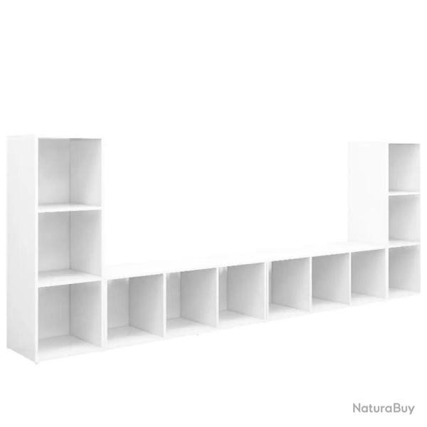 Lot de 4 meubles TV classiques tendance 107 x 35 x 37 cm en bois d'ing�nierie blanc 02_0055131