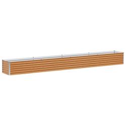 Jardini&egrave;re sur&eacute;lev&eacute;e industrielle style contemporain 390 x 50 x 36 cm en acier galvanis&eacute; marron cla