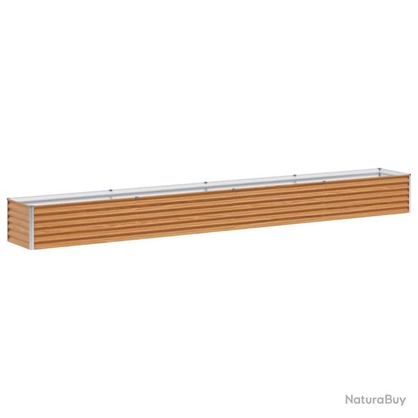 Jardini�re sur�lev�e industrielle style contemporain 390 x 50 x 36 cm en acier galvanis� marron cla