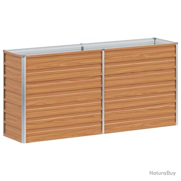 Jardini�re sur�lev�e style industriel � fleurs 160 x 40 x 77 cm en acier galvanis� marron clair 02_
