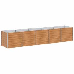 Jardini&egrave;re sur&eacute;lev&eacute;e industrielle chic ext&eacute;rieur 400 x 80 x 77 cm en acier galvanis&eacute; marron clair 0