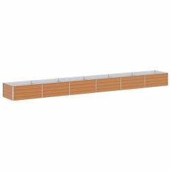 Jardini&egrave;re sur&eacute;lev&eacute;e design industriel chic ext&eacute;rieur 600 x 80 x 45 cm en acier galvanis&eacute; marron cl