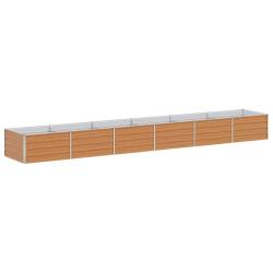 Jardini&egrave;re sur&eacute;lev&eacute;e &agrave; drainage int&eacute;gr&eacute; ext&eacute;rieure 480 x 80 x 45 cm en acier galvanis&eacute; marron clair