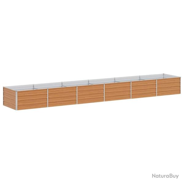 Jardini�re sur�lev�e � drainage int�gr� ext�rieure 480 x 80 x 45 cm en acier galvanis� marron clair