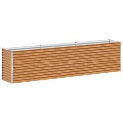 Jardini&egrave;re sur&eacute;lev&eacute;e 290 x 50 x 68 cm avec fond ouvert et design industriel en acier galvanis&eacute; marr