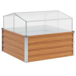Jardini&egrave;re avec serre style industriel ext&eacute;rieur 100 x 100 x 77 cm toit ouvrable et r&eacute;sistant aux i
