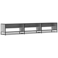 Meuble TV industriel avec grand espace de rangement 270 x 40 x 46 cm en bois d'ing&eacute;nierie gris 02_0