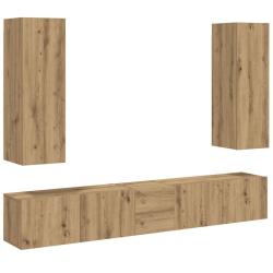 Lot de 5 meubles TV muraux modernes pratique rangement &eacute;l&eacute;gant 80 x 30 x 90 cm en bois d'ing&eacute;nierie