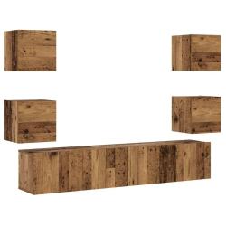 Lot de 6 meubles TV muraux modernes rangement 80 x 30 x 30 cm design &eacute;pur&eacute; en bois d'ing&eacute;nierie vie