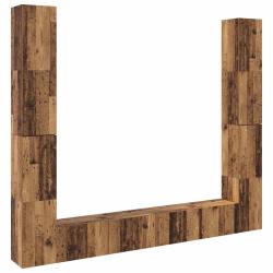 Lot de 6 meubles TV muraux modernes rangement styl&eacute; 100 x 30 x 30 cm en bois d'ing&eacute;nierie vieux boi