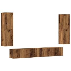 Lot de 4 meubles TV muraux modernes design &eacute;pur&eacute; rangement pratique 100 x 30 x 30 cm en bois d'ing&eacute;