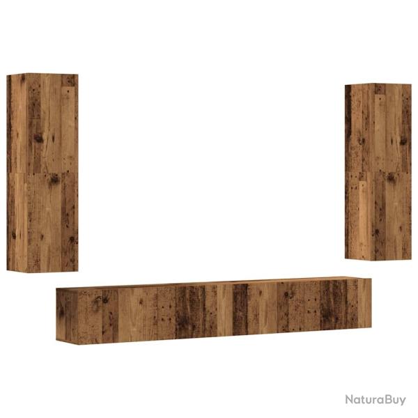 Lot de 4 meubles TV muraux modernes design �pur� rangement pratique 100 x 30 x 30 cm en bois d'ing�