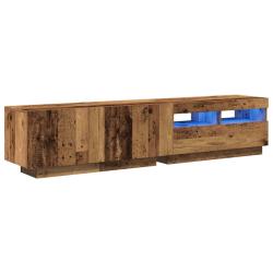 Meuble TV moderne avec lumi&egrave;res LED 180 x 35 x 40 cm grand espace rangement ambiance cosy en bois d